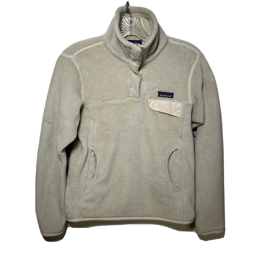 Patagonia Polartec Womens Re-Tool Snap-T Fleece Pullover Jacket Size Small Beige